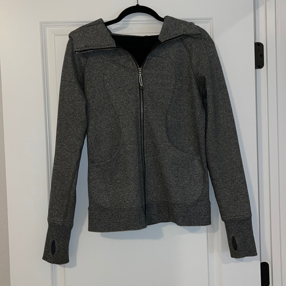 lululemon athletica Gray Zip-Up Hooded Jacket